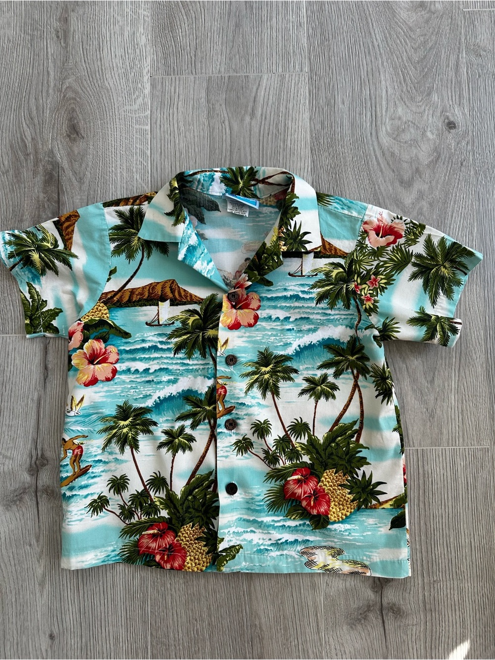 RJC Hawaii Boys Tropical Hawaiian Shirt Size 6 Surf Beach Vacation Cotton Aloha